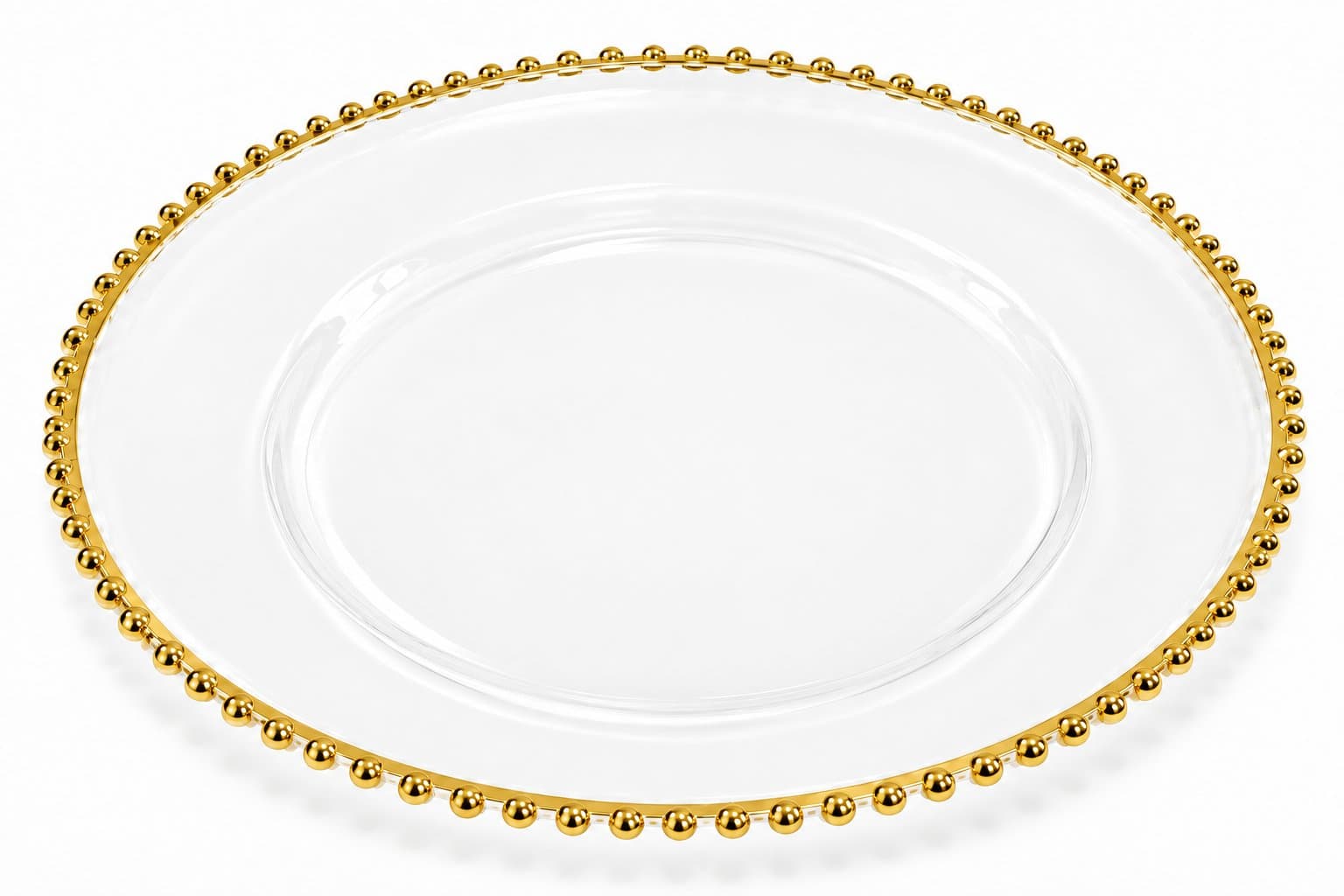 Gold beaded acrylic charger plate
