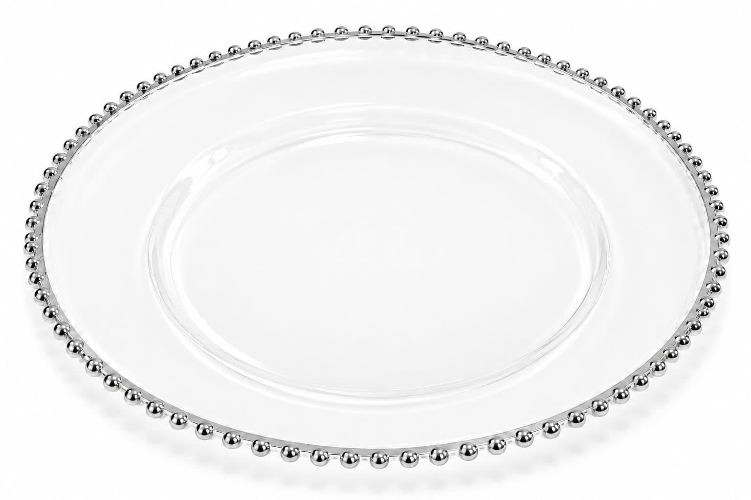 Silver beaded acrylic charger plate
